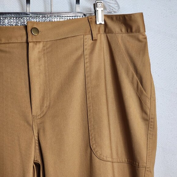 Royal Class Brand Golden Brown Flat Front Stretch Poly Straight Leg Pants Sz 40 - Picture 9 of 16